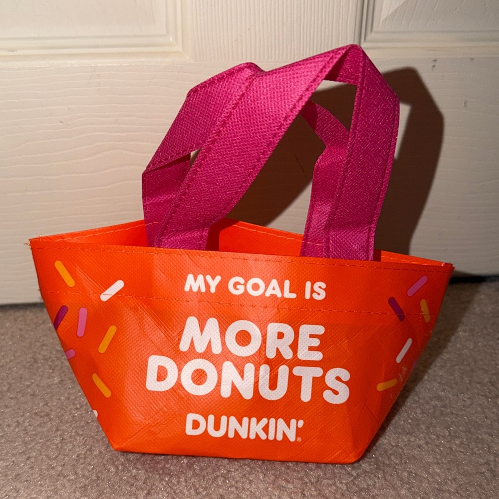 Dunkin' Orange and Pink “My Goal is more donuts” mini bag